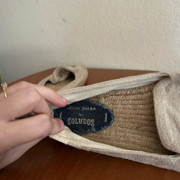 Soludos Women's Jason Polan Wink Espadrilles Cream Cotton Canvas Jute Sz 8 Woven - Picture 7 of 13